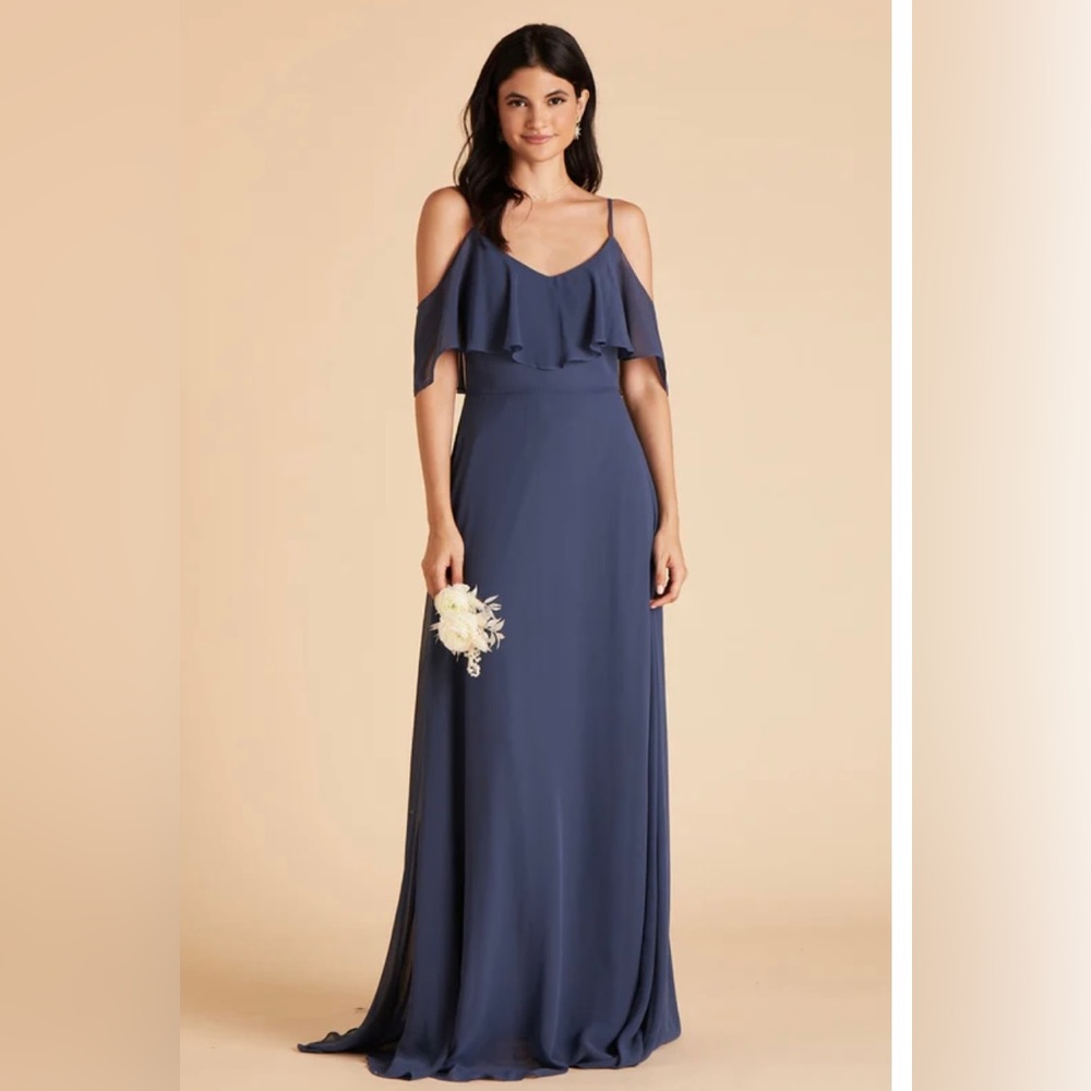 BirdGREY: Bridesmaid Dress Size Large
CHIFFON SLATE BLUE 
Convertible Straps